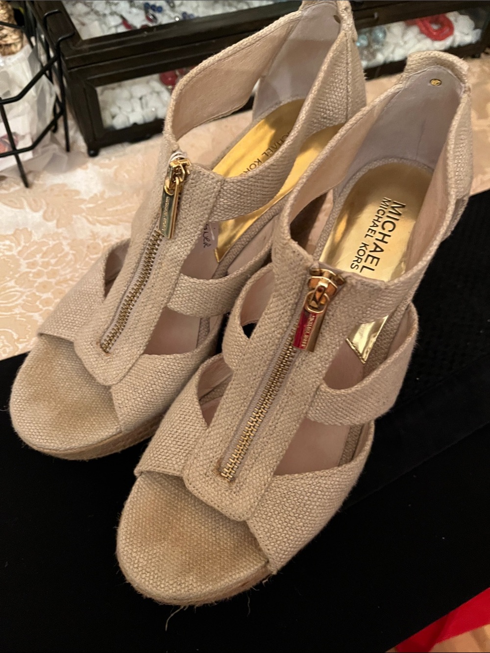 Michael Kors Cream Zip-Front Wedge 👡
